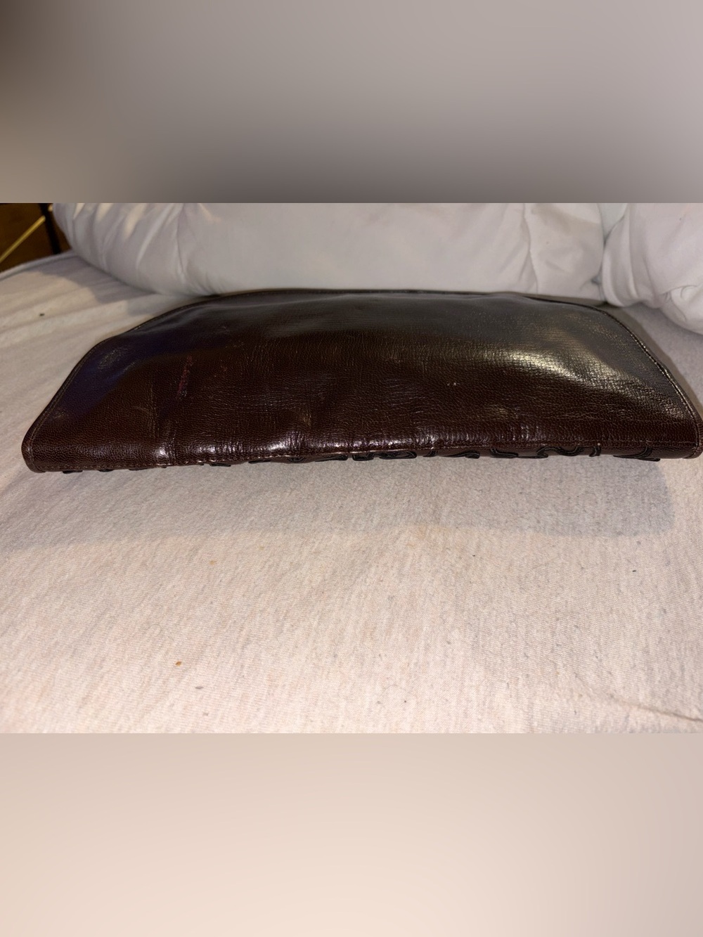 FENDI - Authentic Vintage Fendi Roma Lambskin Leather Appliqué Clutch - Picture 3 of 12